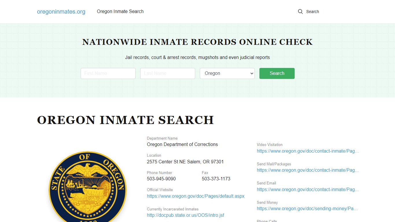 Oregon Offender Lookup - OR DOC Inmates